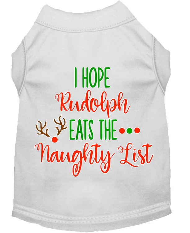 Hope Rudolph Eats Naughty List Screen Print Dog Shirt White XL